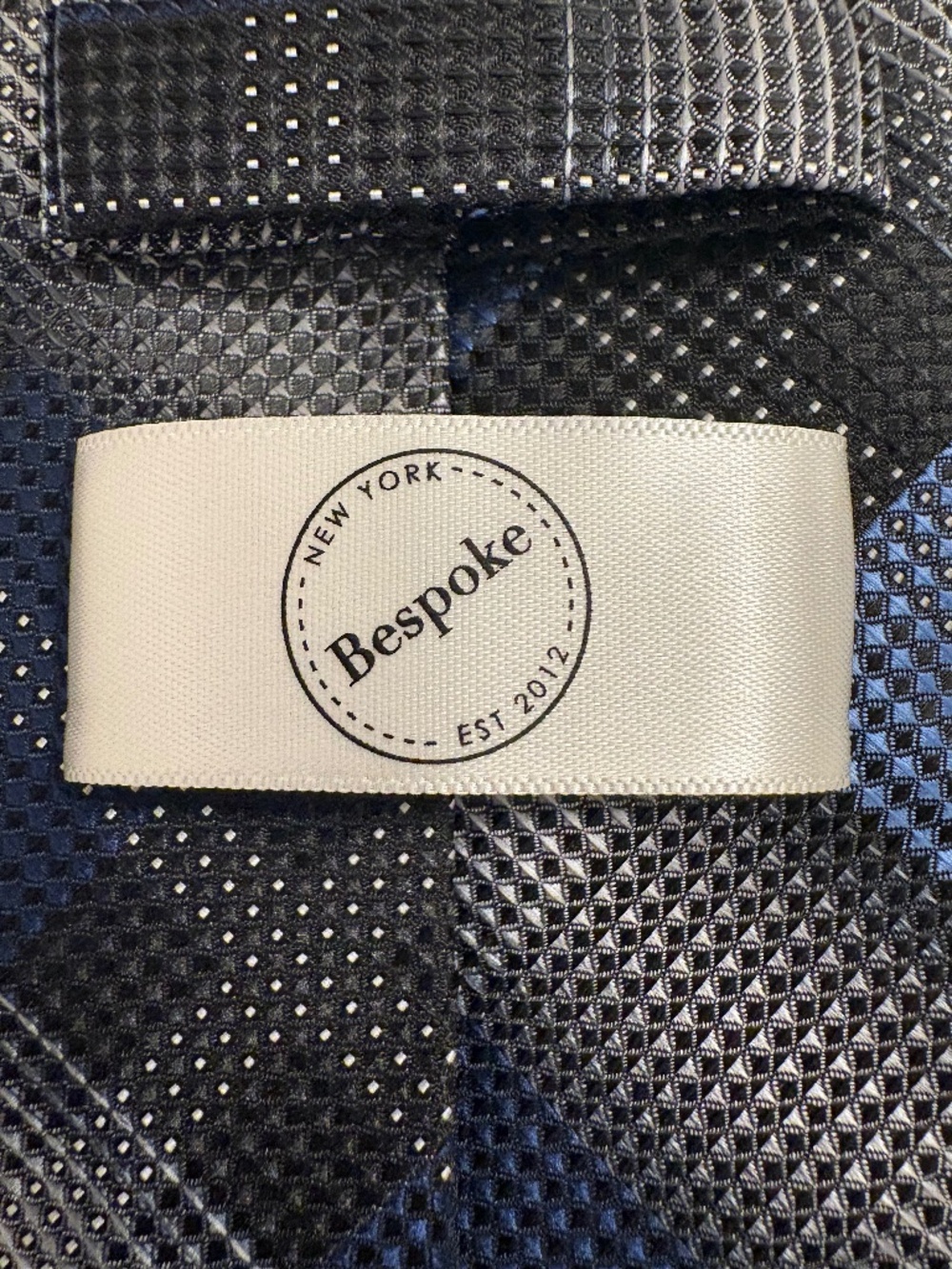 Bespoke New York Blue & Grey Textured Plaid Classic Necktie